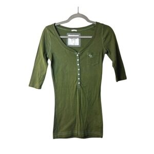 Y2K Abercrombie Fitch Womens M Gray Fitted Henley Babydoll Bella Swan Mallcore